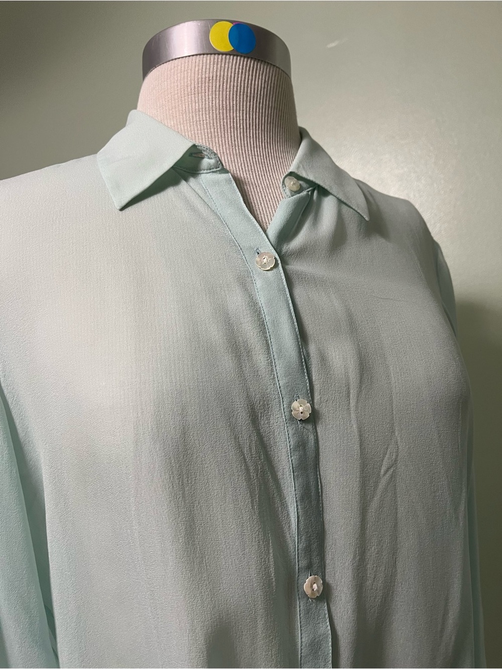 VTG Tommy Bahama 100% Silk Button Up Shirt Women's L 12/14 Mint Green Y2K 90s - Picture 3 of 9